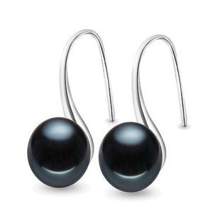 Freshwater Pearl Drop Earrings Black NEW A011
